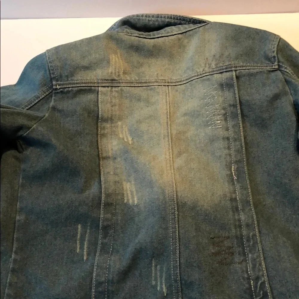 Girls L Elf Sakk Jeans distressed denim Jacket EUC